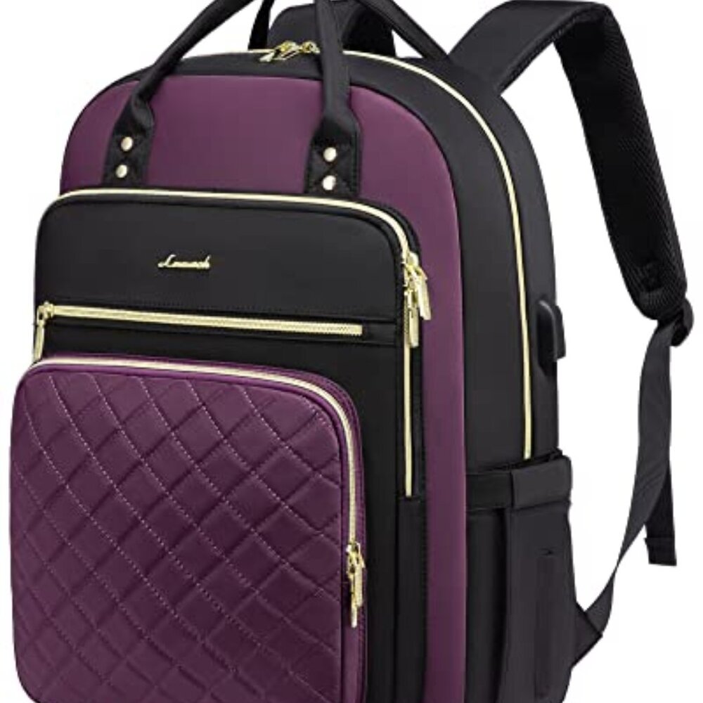 Laptop Backpack Purse for Women, 15.6" Laptop Bag for Travel with USB Port, Wate